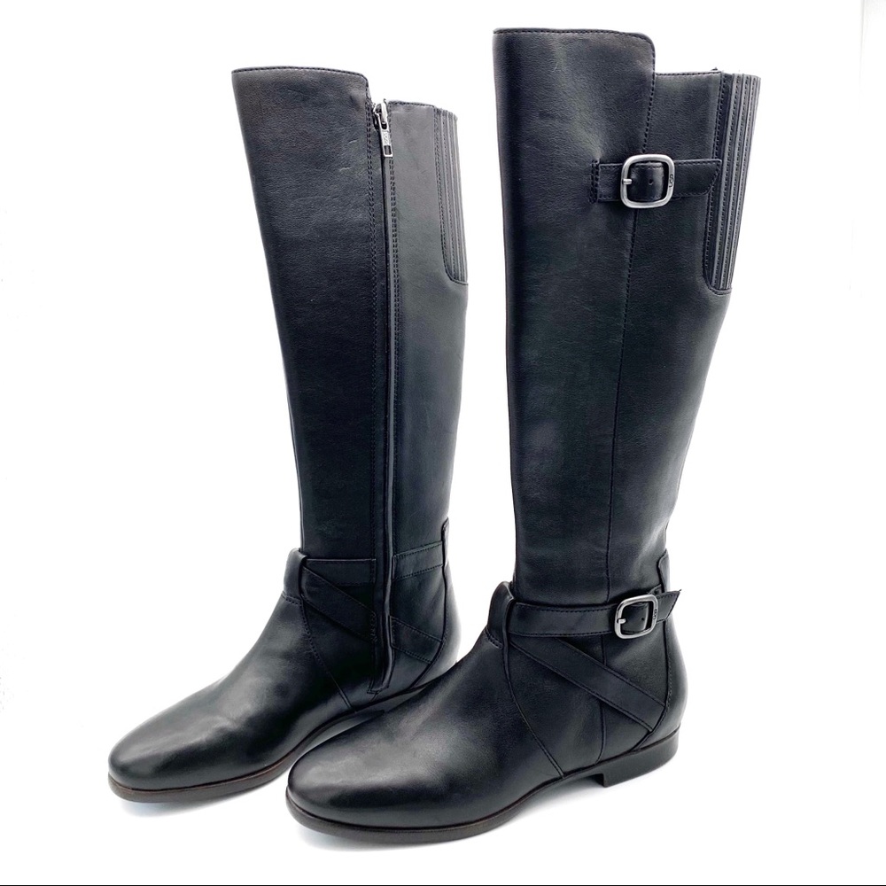 Ugg Australia Black Leather Beryl Riding Boots 6